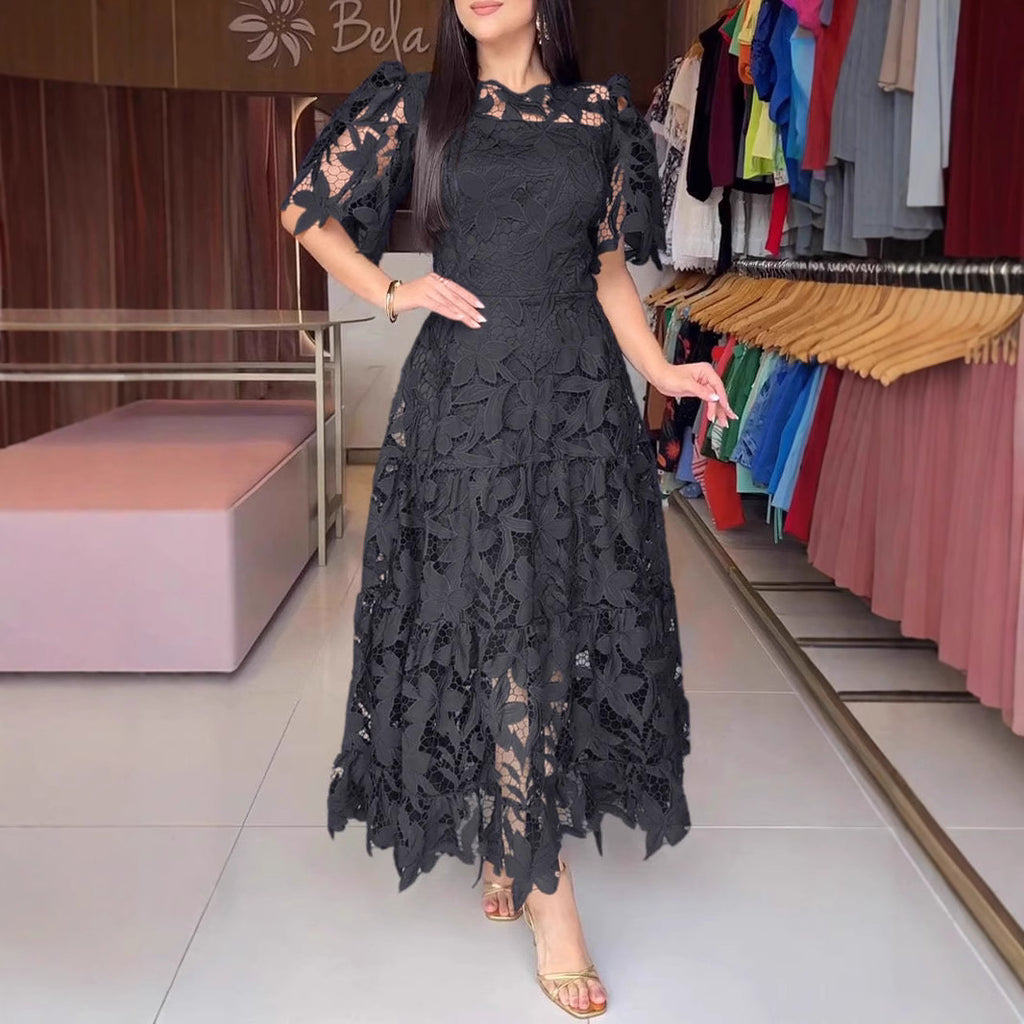 Madalena — Vestido Midi com Renda e Bordados