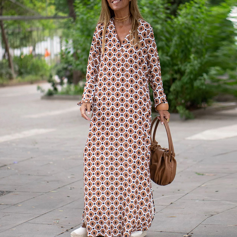 Juliet™ Vestido longo com decote em V estampado