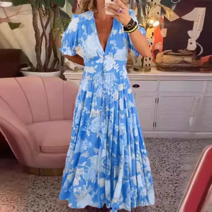 Grace™ — Vestido Floral Elegante com Decote em V