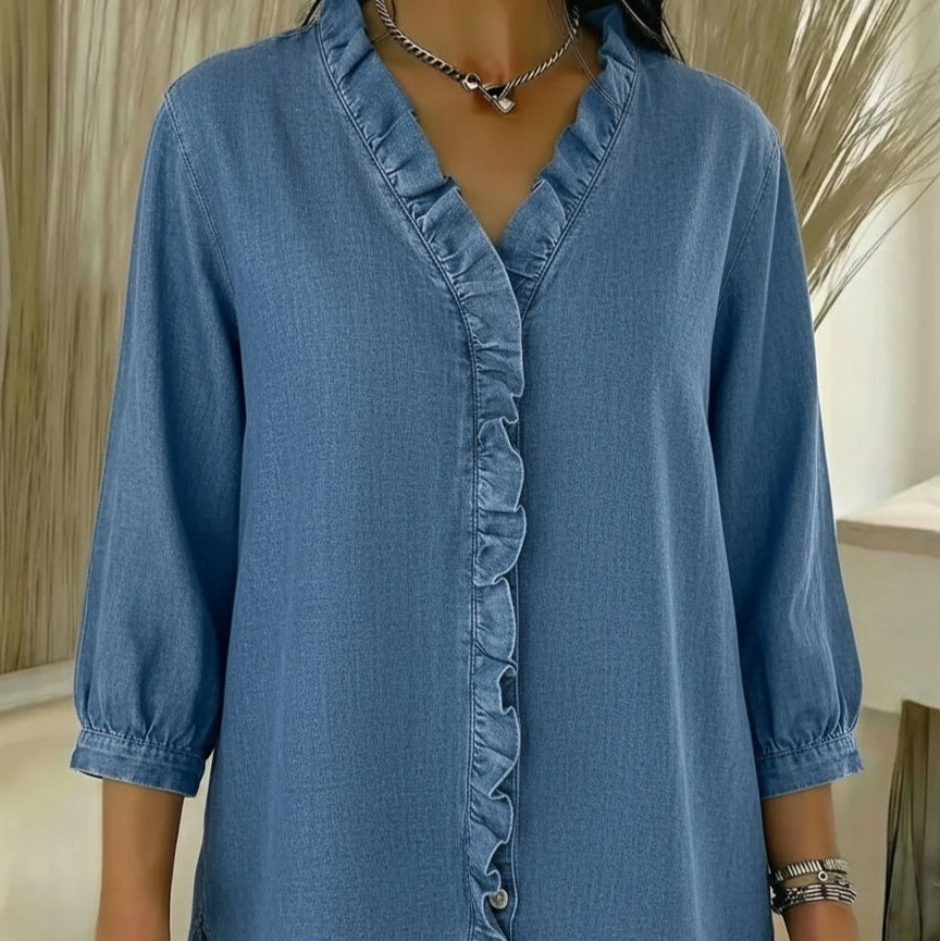 Elvaria™ - Blusa Elegante com Folhos