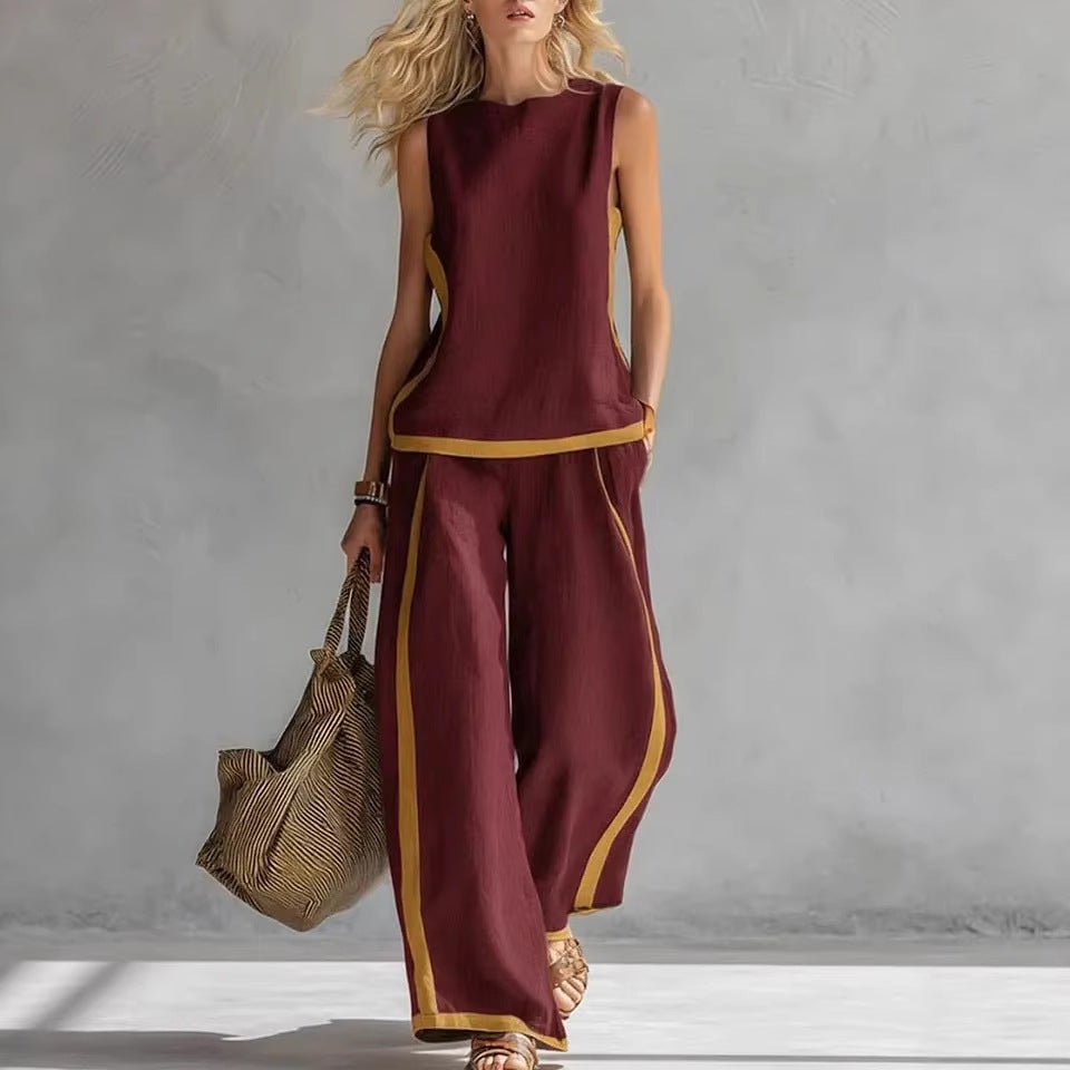 Leila – Conjunto elegante de colete e calças