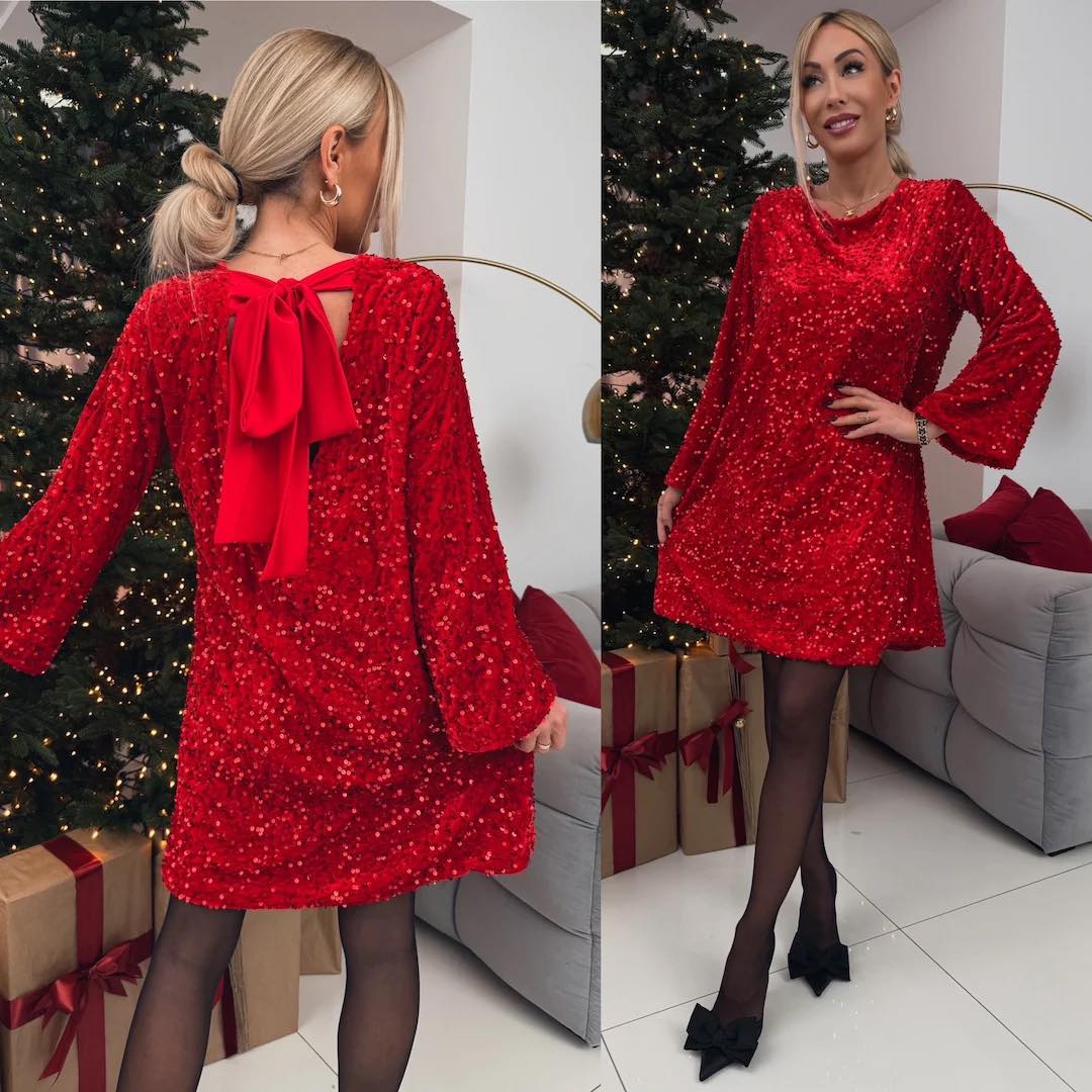 Bianca - Vestido de Lantejoulas com Laço