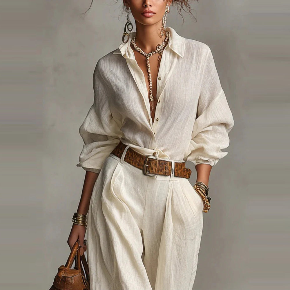 Jennie™ – Conjunto Elegante de Camisa e Calças