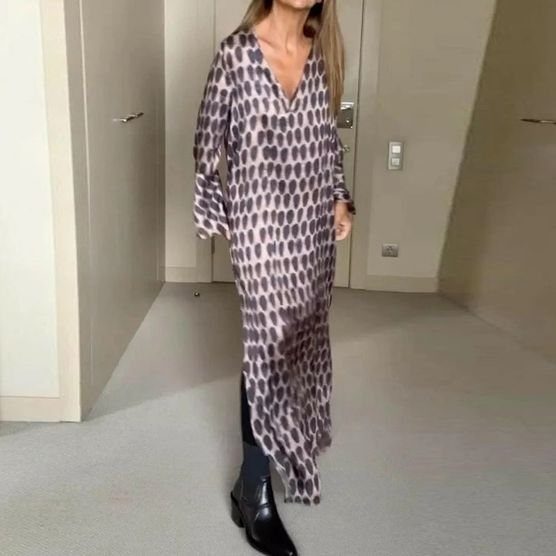 Juliet™ Vestido longo com decote em V estampado