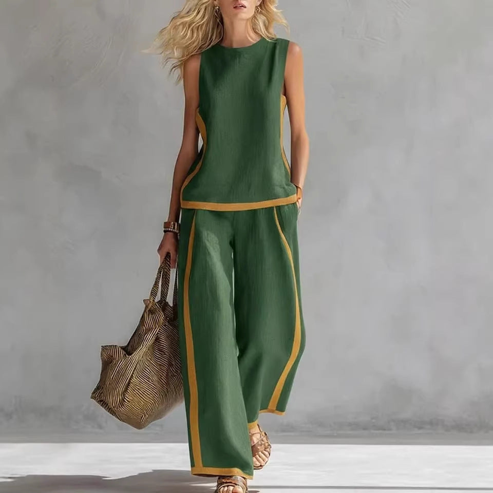 Leila – Conjunto elegante de colete e calças