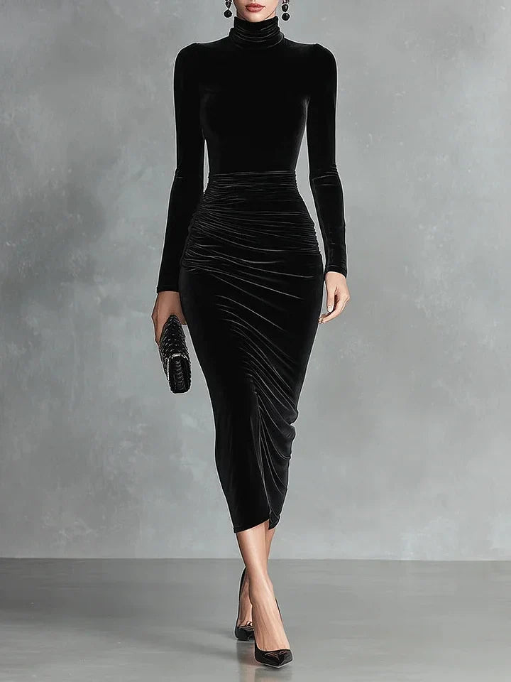 Melania - Vestido Midi de Gola Alta