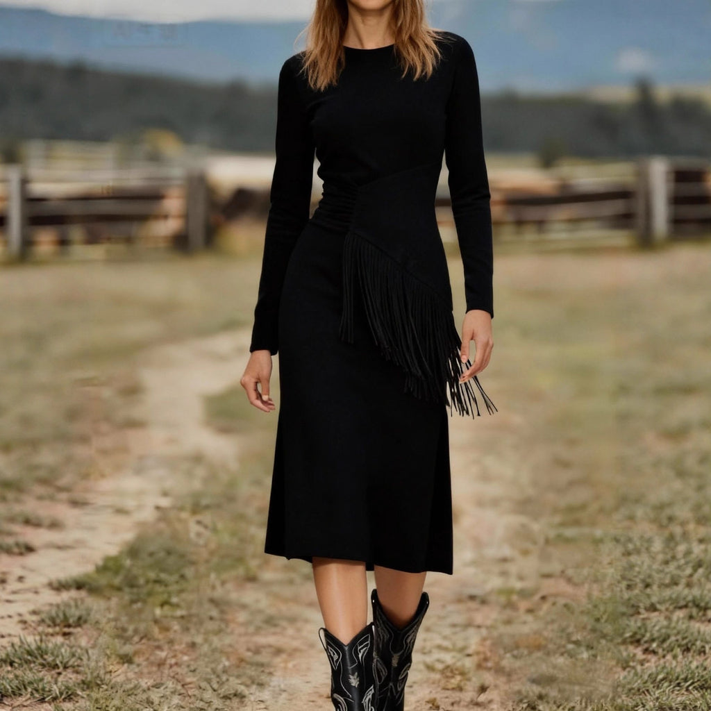 Elena – Vestido Midi com Franja