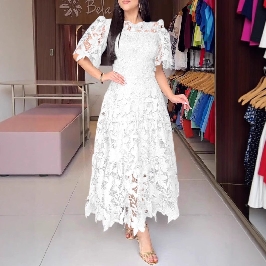 Madalena — Vestido Midi com Renda e Bordados
