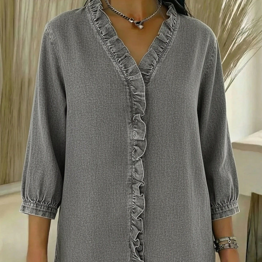 Elvaria™ - Blusa Elegante com Folhos