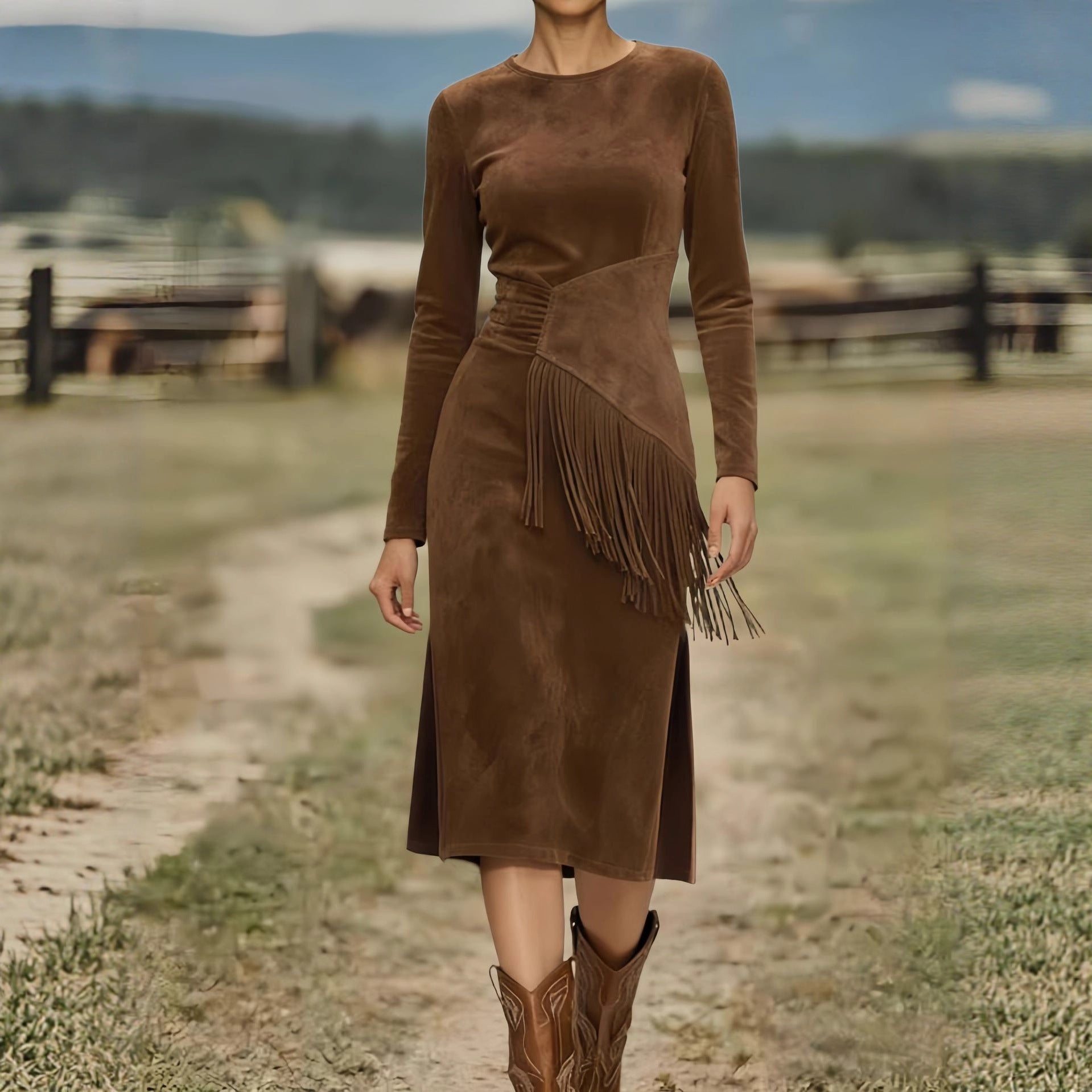 Elena – Vestido Midi com Franja