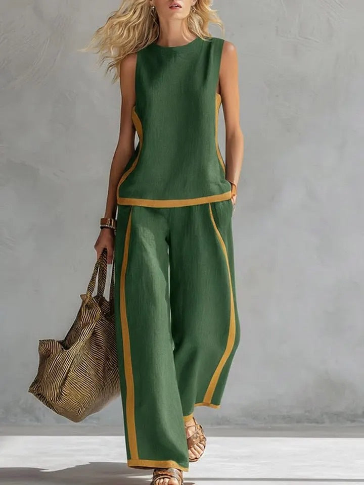 Leila – Conjunto elegante de colete e calças