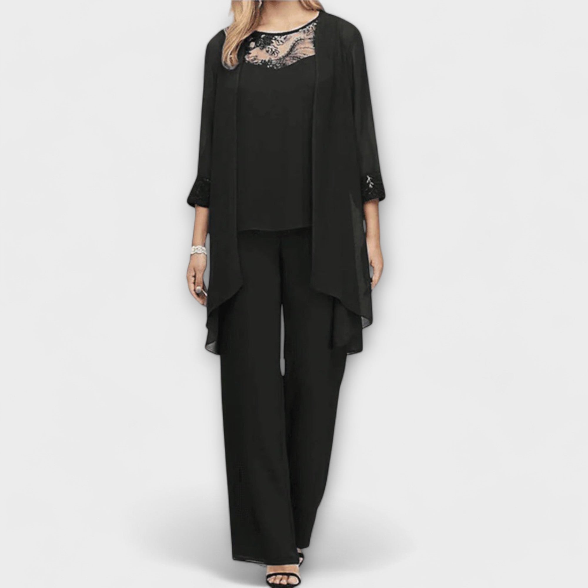 Constanza - Conjunto de Malha de 3 Peças com Cardigan