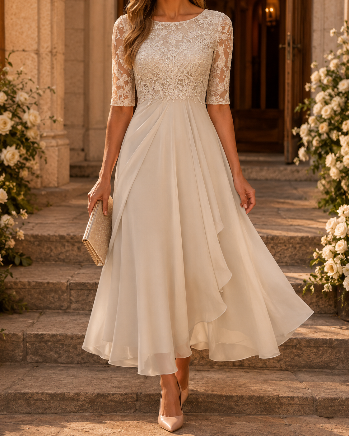Rose™ — Vestido Midi de Renda