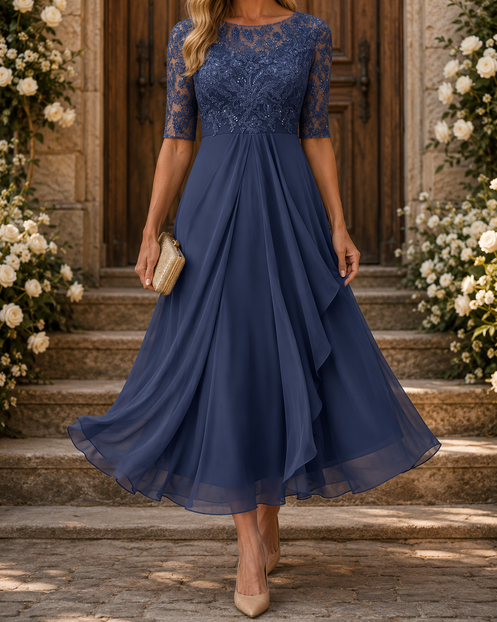 Rose™ — Vestido Midi de Renda