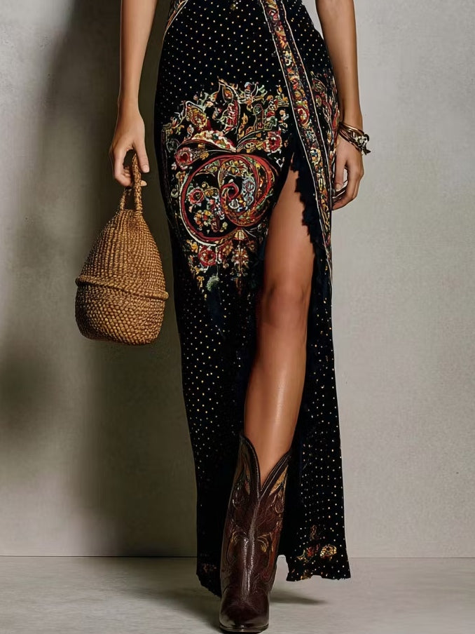 Apolónia - Vestido Bohémio com Racha Elegante