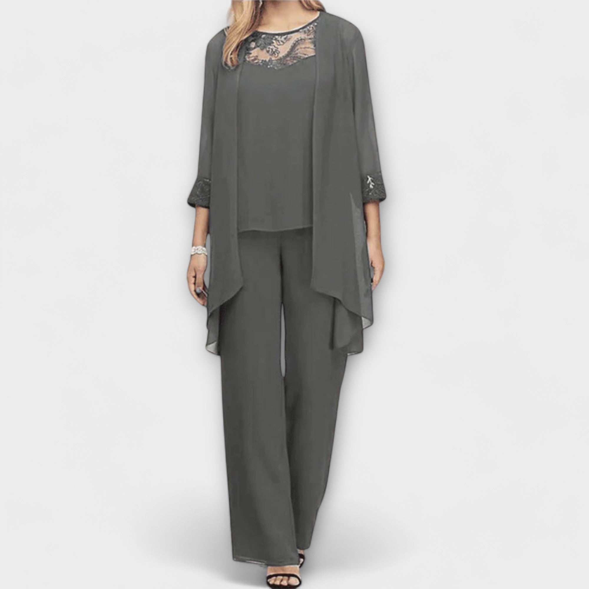 Constanza - Conjunto de Malha de 3 Peças com Cardigan