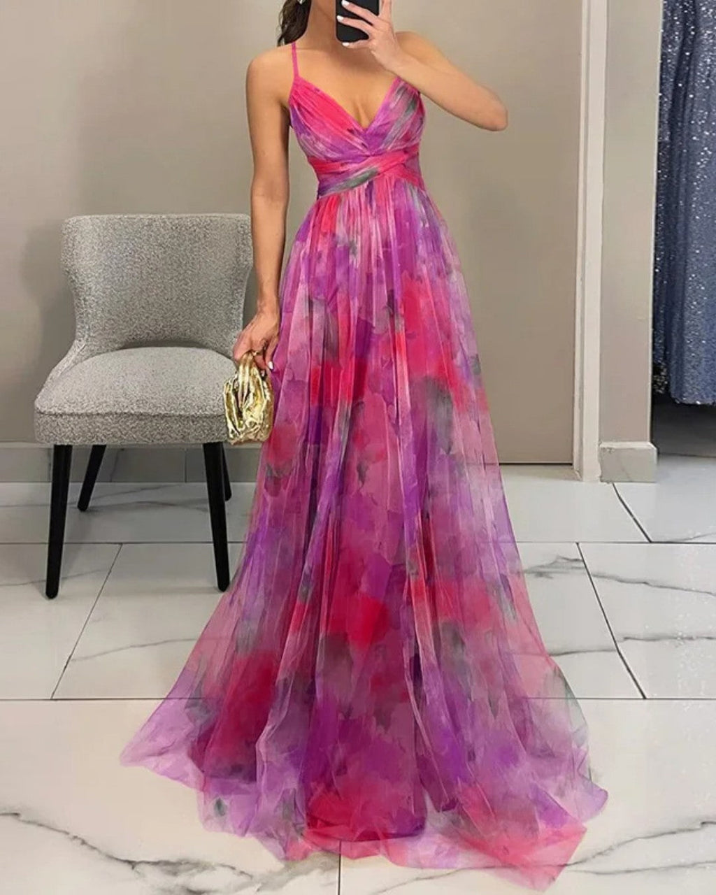Teresa - Vestido Maxi Encantador com Estampado Floral