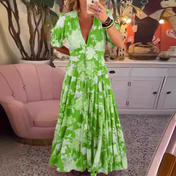 Grace™ — Vestido Floral Elegante com Decote em V