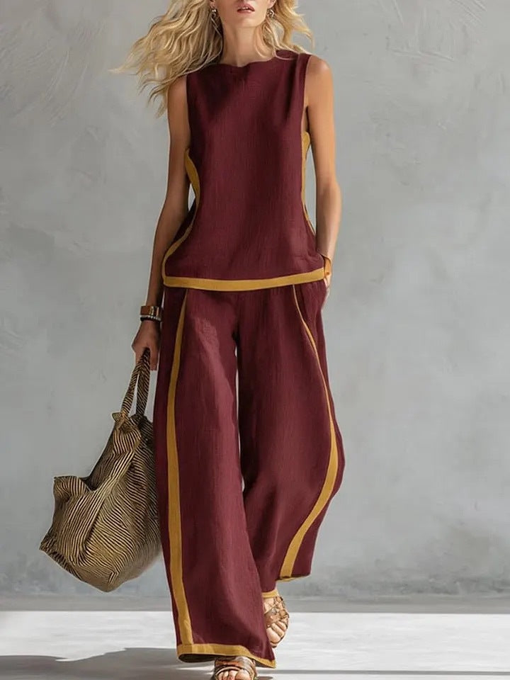 Leila – Conjunto elegante de colete e calças
