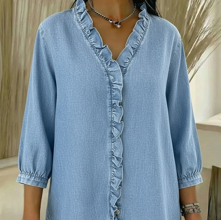 Elvaria™ - Blusa Elegante com Folhos