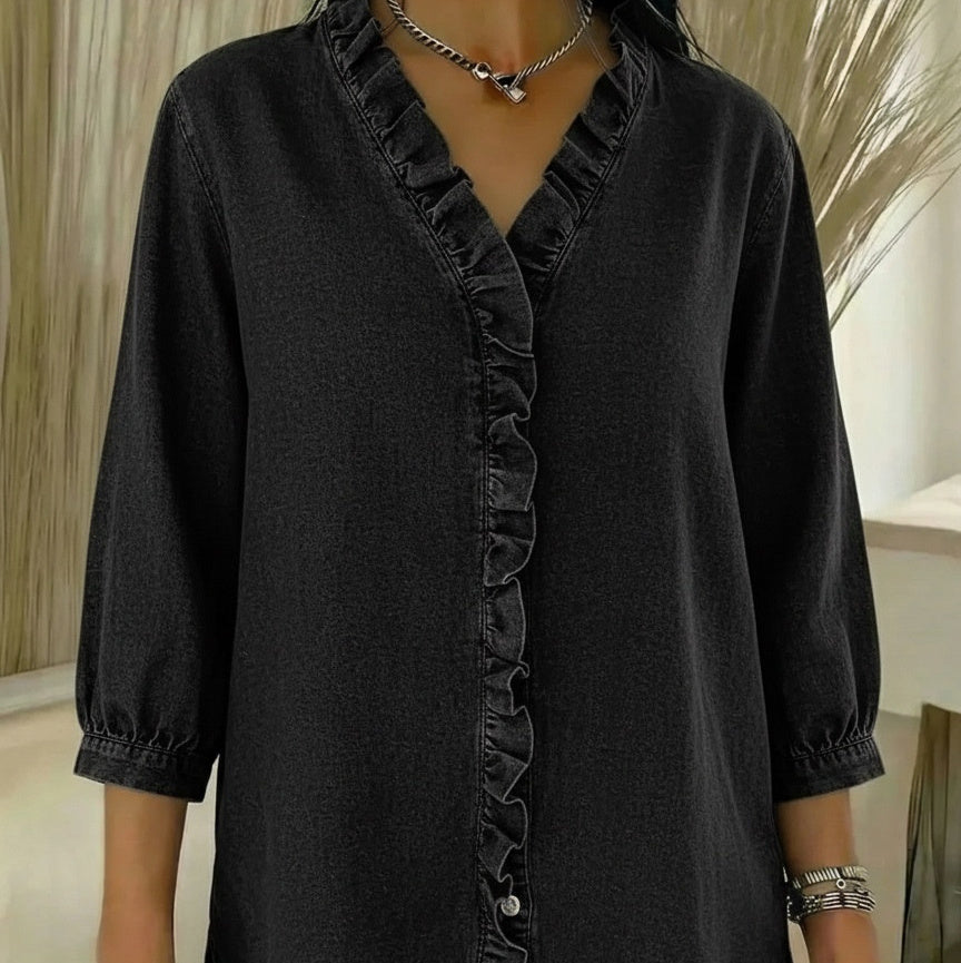 Elvaria™ - Blusa Elegante com Folhos