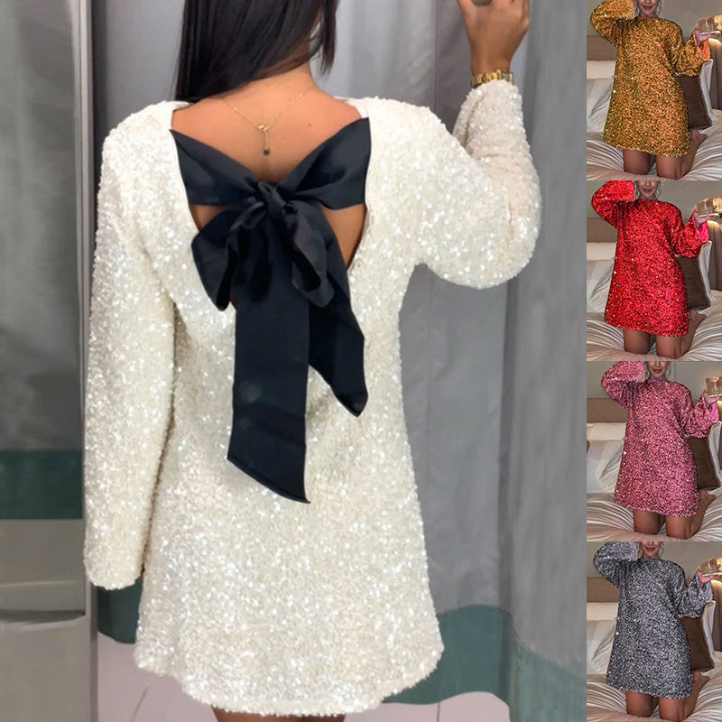 Luna - Vestido de Lantejoulas com Laço