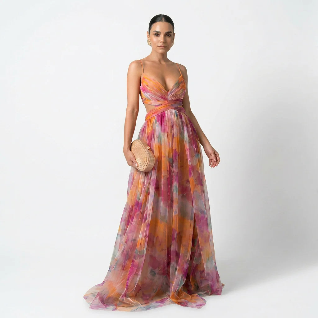 Teresa - Vestido Maxi Encantador com Estampado Floral
