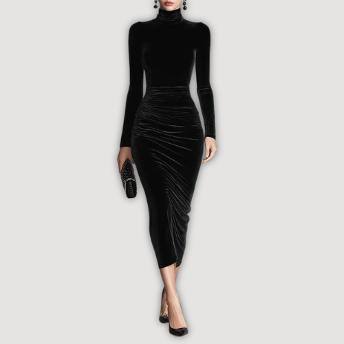 Melania - Vestido Midi de Gola Alta