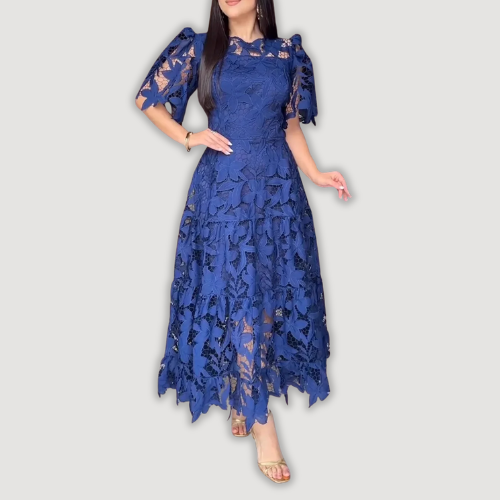 Madalena — Vestido Midi com Renda e Bordados