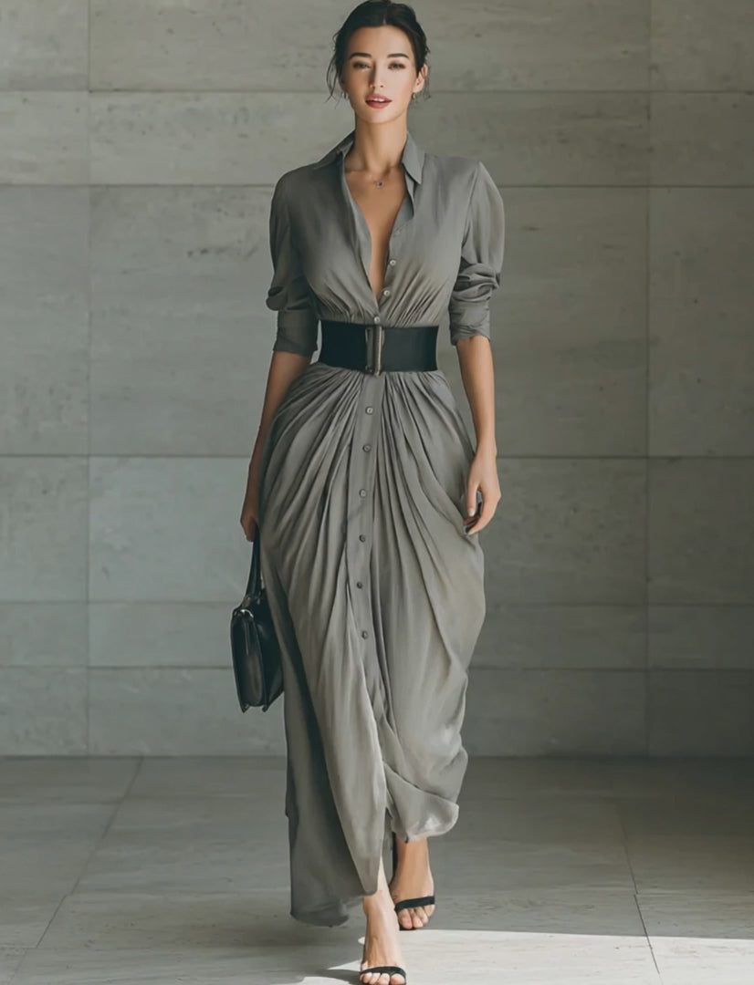 Susana - Vestido Fluído com Cinto